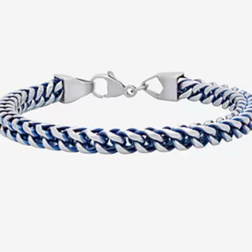 Men's Stainless Blue Box Chain Bracelet